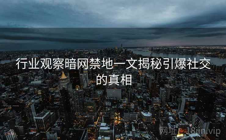 行业观察暗网禁地一文揭秘引爆社交的真相