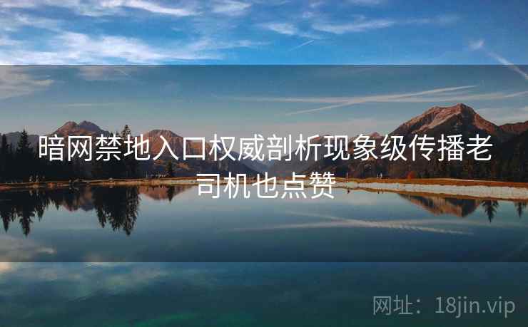 暗网禁地入口权威剖析现象级传播老司机也点赞